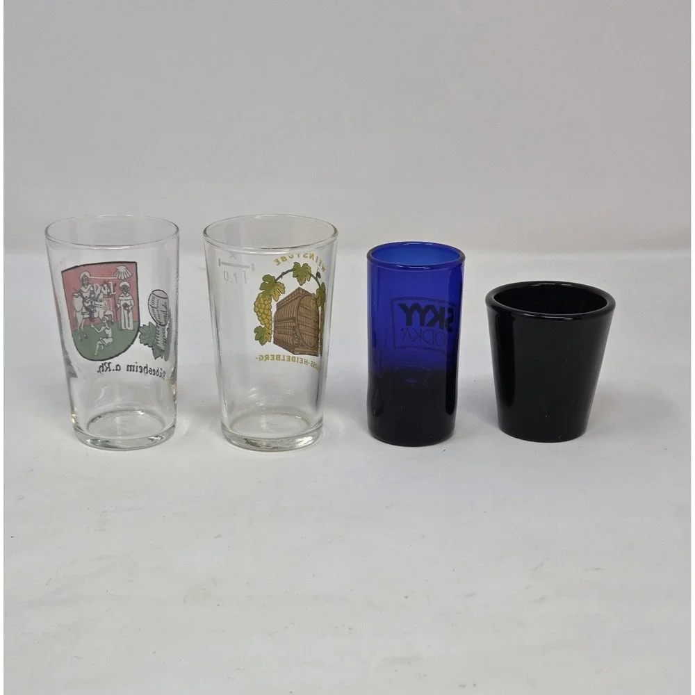 German Souvenir Wine Glasses SKYY Vodka Rumple Minze Shot Glass Lot 4